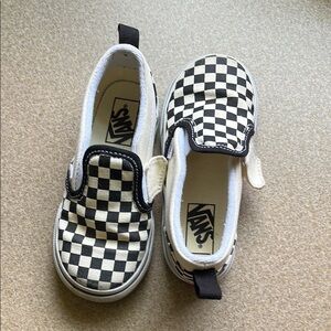 Vans Kids Checkered Slip-On Shoes - Black and White